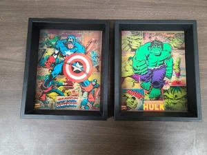 Marvel Legends Captain America & Hulk, Framed 3D Hanging Picture Art, 9"x11" - Picture 1 of 3
