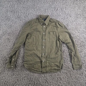 Fred Perry Shirt Mens Medium Green Button Up Long Sleeve - Picture 1 of 7