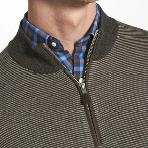 PETER MILLAR Herren XL EXTRAFEIN MERINO Wolle Nadelstreifen 1/4 Zip Pullover Sweater - Bild 1 von 11