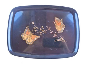 vintage Couroc of Monterey Inlaid Monarch Butterflies serving tray - Picture 1 of 6
