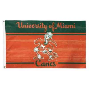 Miami Hurricanes NCAA Throwback 3' x 5' Deluxe Team Flag Wincraft - Picture 1 of 1