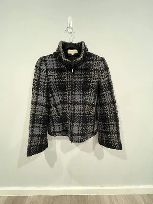Chaqueta De Colección Emporio Armani Negra Gris Lana Tweed Cuadros Mujer’s Talla 4 Foto 1 de 4