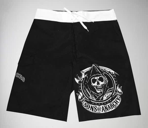 SONS OF ANARCHY SAMCRO REAPER SOA BOARD BEACH SURF SHORTS  - Picture 1 of 3