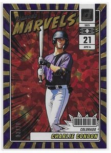 2025 Donruss Diamond Marvels Gold Ice #7 Charlie Condon Colorado Rockies SP 3/10 - Picture 1 of 2