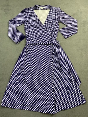 Diane von Furstenberg Dress Womens 0 Purple Geometric Wrap Midi Jersey Knit - Image 1 of 4
