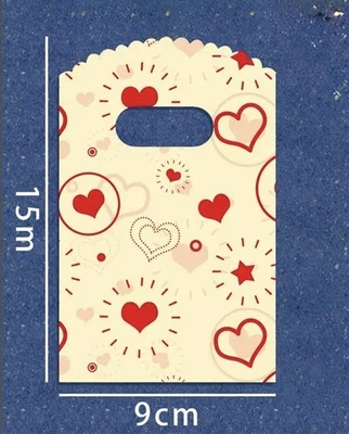 50件装可爱心形塑料礼品礼品礼品派对礼品袋3.5 x 5.9 — 第 1/2 张图片