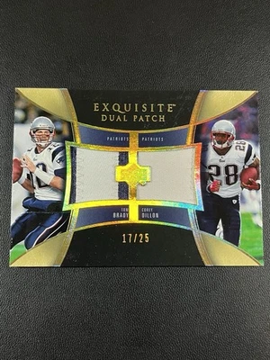 2005 Upper Deck Exquisite Tom Brady Corey Dillon Dual Patch Game Worn /25 - Image 1 of 2