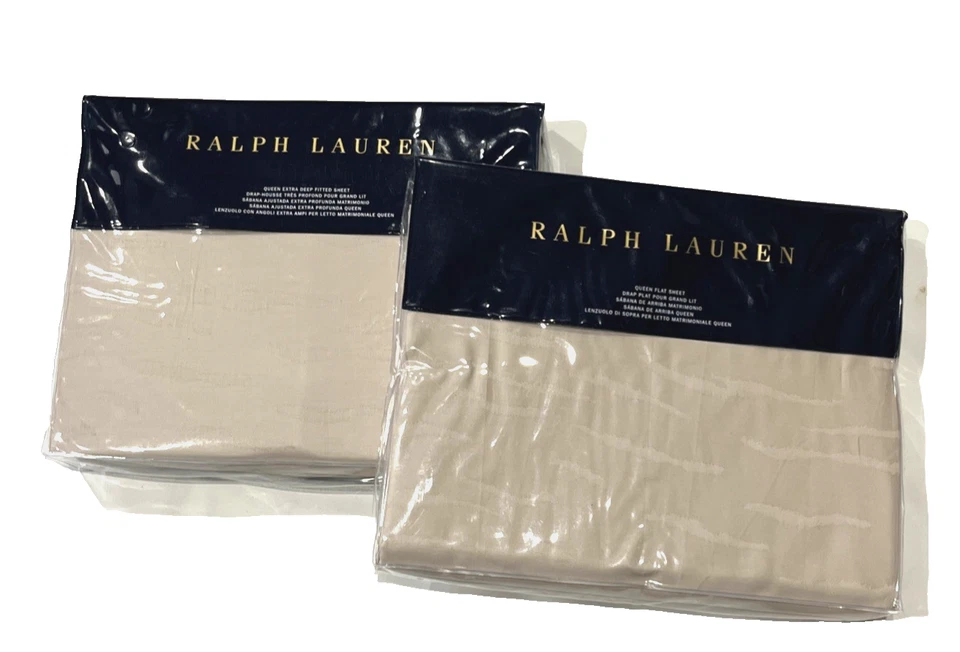 Ralph Lauren Olivia Mirada Flat & Fitted Sheet Set - Queen -Vintage Silver - Image 1 of 4