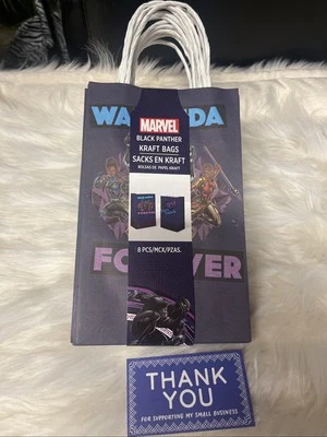 Nuevo en Paquete Bolsas Marvel Pantera Negra Papel Fiesta de Cumpleaños Favor (8) Foto 1 de 3
