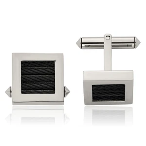 Titanium Black Wire Cufflinks Set for Men - Picture 1 of 8
