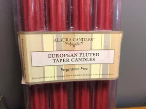 Alaura European Taper Fragrance Free Red Candles 4 Count Made Germany Dripless - Picture 1 of 10