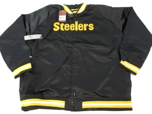 New Pittsburgh Steelers Mens Size Mitchell & Ness Button Snap Satin Light Jacket - Picture 1 of 6