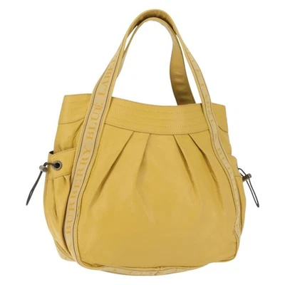 Bolso de Mano BURBERRY Etiqueta Azul Cuero Amarillo Auténtico th6327 Foto 1 de 4