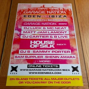 GARAGE NATION 26/09/19 @ EDEN CLUB 2019 - IBIZA CLUB POSTERS - DJ MUSIC - Picture 1 of 1