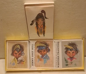 Unbenutzte Vintage Notizkarten Christoffersen Little Indian Girls & Monteague mit Umschlägen - Bild 1 von 14