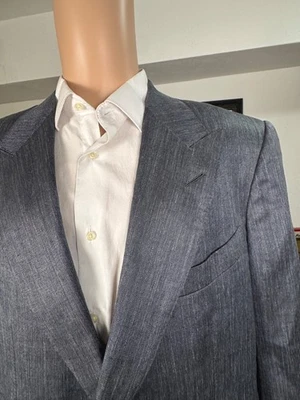Blazer Traje Chaqueta Tom Ford Gris Lana Seda Lino Pico Solapa 56 46R EE. UU. Foto 1 de 4