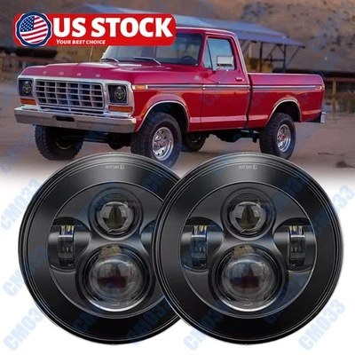 Новейшие светодиодные круглые фары 2 шт. 7 дюймов HI-LO для Ford F100 F-100 на заказ 1969-78 - Изображение 1 из 4