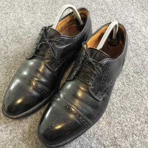 Allen Edmonds Dress Shoes Mens 9 D Black Colton Cap Toe Brogue Lace Up Leather - Picture 1 of 13
