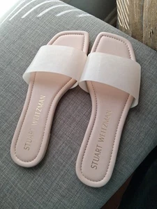 Stuart Weitzman Summer Slide rosewater sandals New 9B flat block heels $195 - Picture 1 of 12