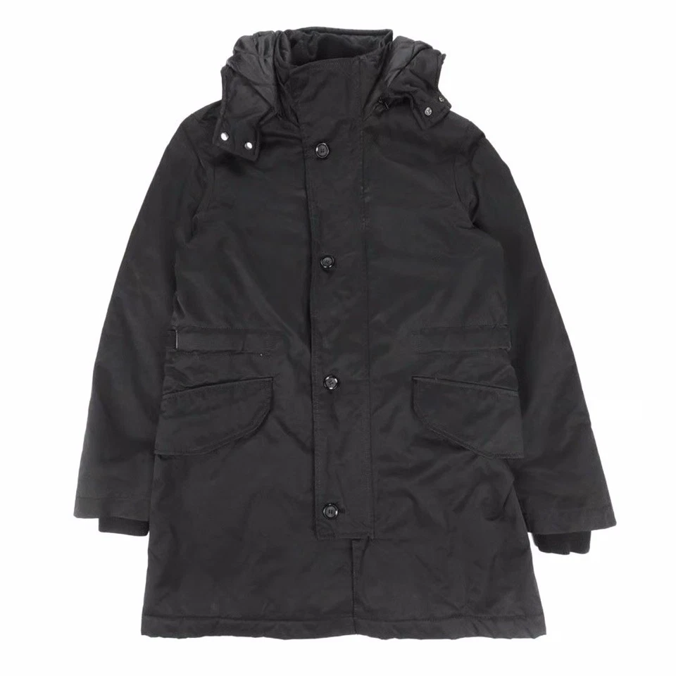 Chaqueta Parka Larga ZARA HOMBRE Rompevientos Sudadera con Capucha Abrigo Militar Grande Negra Gorpcore Foto 1 de 4