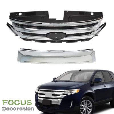 Parrilla superior delantera negra y cromada para Ford Edge 2011-2013 2014 Foto 1 de 4