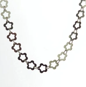 Massive 925 Silber Fun Blume Retro 17" Italien Halskette, hochglanzpoliert, ohne Steine - Bild 1 von 4