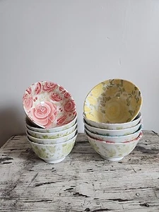 Lot Of 10 Vivaldi Rose Garden Bowls - Made In Japan - Dessert Round Dish 2 Sizes - Picture 1 of 9