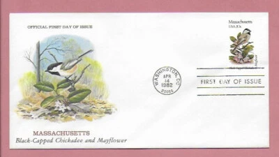 Massachusetts State Bird & Flower Stamp FDC 1982 Scott #1973 Chuck Ripper Artist - Image 1 of 2