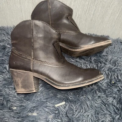 Rocket Dog Womens 8.5 Brown Western Ankle Boots Block Heel Cowboy Cowgirl Bootie - Image 1 of 4