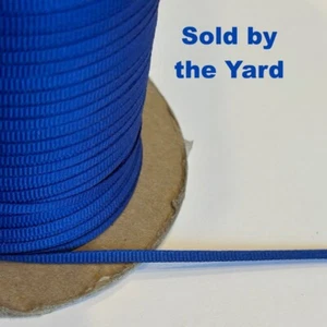 BLUE Ribbed Polyester Ribbon in 1/8 Inch Width ( 3mm Wide ) - SOLD BY THE YARD - Picture 1 of 2