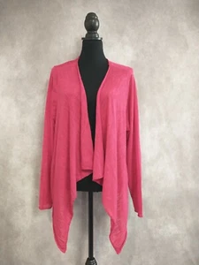 TORRID Womens Knit Open Drape Cardigan Long Sleeve Hot Pink Size 3 Semi-Sheer - Picture 1 of 10