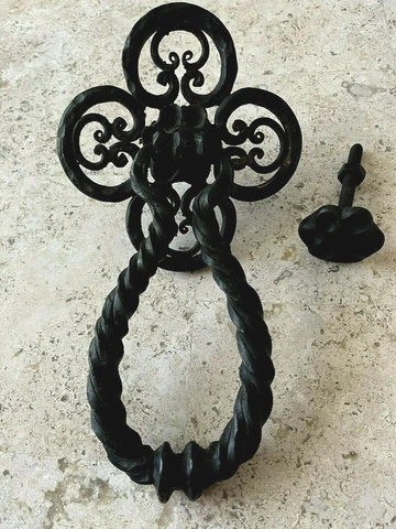 LARGE 11" ANTIQUE 1920's SPANISH REVIVAL ARCHITECTURAL SALVAGE IRON DOORKNOCKER Cover