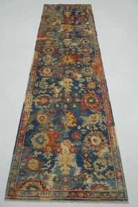 3 x 10 ft Blue Modern Bidjar Afghan Hand knotted Oriental Runner Rug - Picture 1 of 16