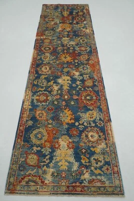 3 x 10 ft Blue Modern Bidjar Afghan Hand knotted Oriental Runner Rug - Image 1 of 4