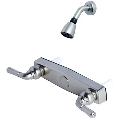 LAGUNA BRASS Mobile Home Two Handle 8" Shower Faucet Valve with Shower Head Brushed Nickel