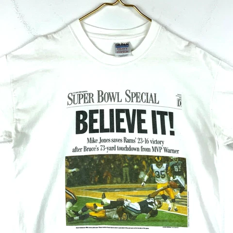 Vintage Mike Jones Save Rams Super Bowl News Special T-shirt Large 2000 Football Cover