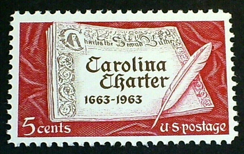 U.S. Scott 1230- Carolina Charter, 300 years- MNH OG 5c 1963 - Image 1 of 1