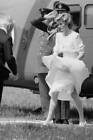 Diana, Princess of Wales arrives by the Queen's Flight helicopter f - Old Photo