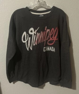 Moletom Winnipeg Canadá cinza tamanho médio pulôver tripulação em excelente estado usado 1488 - Imagem 1 de 4