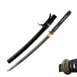 HMS Japanese Samurai Sword, Wave Tsuba, 1080 Carbon Steel, Hand Forged Heat Temp - Picture 1 of 9