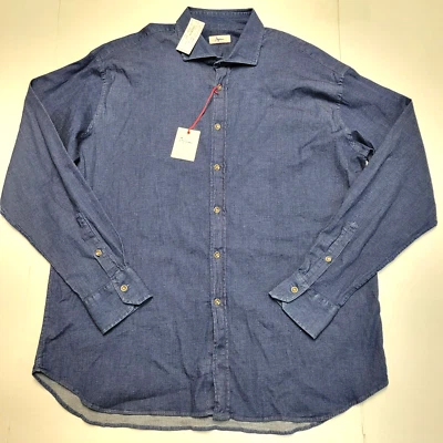 $179 Nueva Camisa Deportiva INGRAM Botón Para Hombre XL X-LARGE Azul ITALIA Algodón Elástico Foto 1 de 4