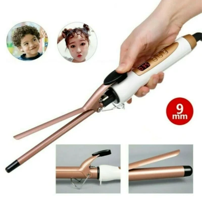 9 MM Professional Ceramic Hair Curler Curling Tongs Styler LED Hair Tool UK Plug