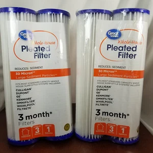 2x 2 Pack (4 Filters) Pleated Whole House Sump Style 30 Micron 3 Month (1-year) - Picture 1 of 9