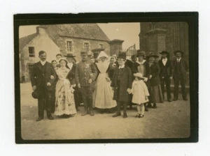 Vintage PHOTO, mariage militaire médaille costume traditionnel breton Bretagne - Picture 1 of 2