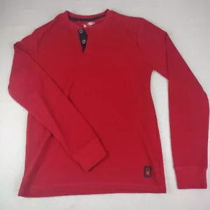 Spyder Shirt Womens M Medium Red Waffle Henley T Shirt Performance Running - Picture 1 of 7