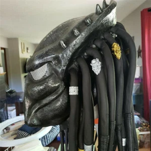US SHIP Predator Alien vs Predator Mask w/ Hair Halloween Cosplay Mask Helmet BN - Picture 1 of 5