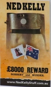 79019 NED KELLY STUFF COLLECTABLE PIN BADGE 19 of 20 HELMET & AUSTRALIAN FLAG - Picture 1 of 1