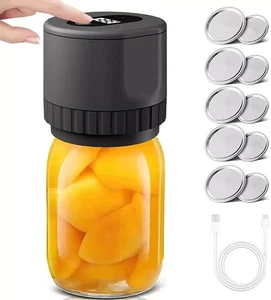 Kit selladora al vacío tarro de albañil eléctrico máquina ahorradora de alimentos para boca ancha/regular - Imagen 1 de 8