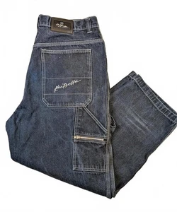 Pantalones de mezclilla holgados cargo ropa de calle hip hop Y2K Kno Betta para hombre talla 40x32 negros - Imagen 1 de 9
