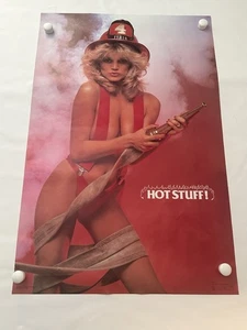Vintage 1986 One Stop Poster HOT STUFF! Pin Up Girlie NOS 35” x 23” Firefighter - Picture 1 of 12